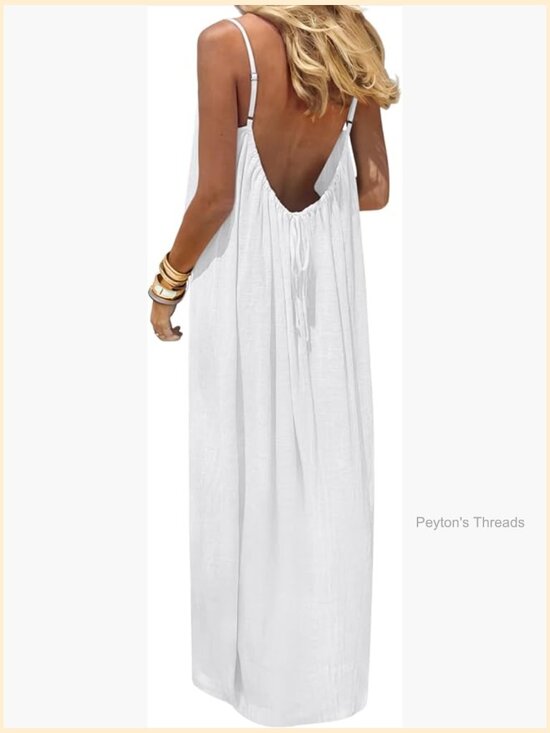 Dresses & Skirts - Spaghetti Strap Backless Cami Maxi Dress Loose Flowy Long Sundress